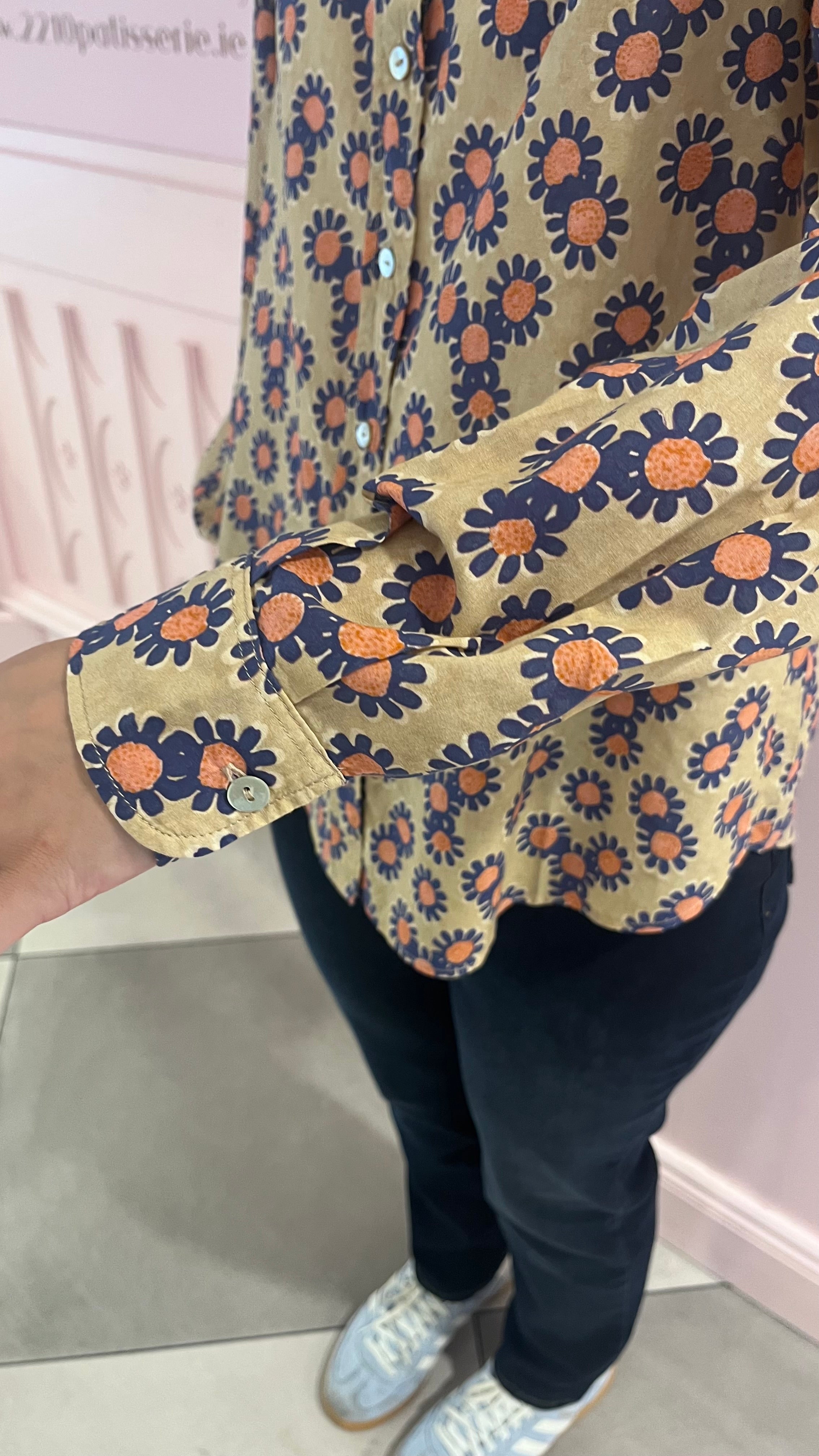 Mat de Misaine Print Shirt Beige with Orange Flower - SKULPT Dublin