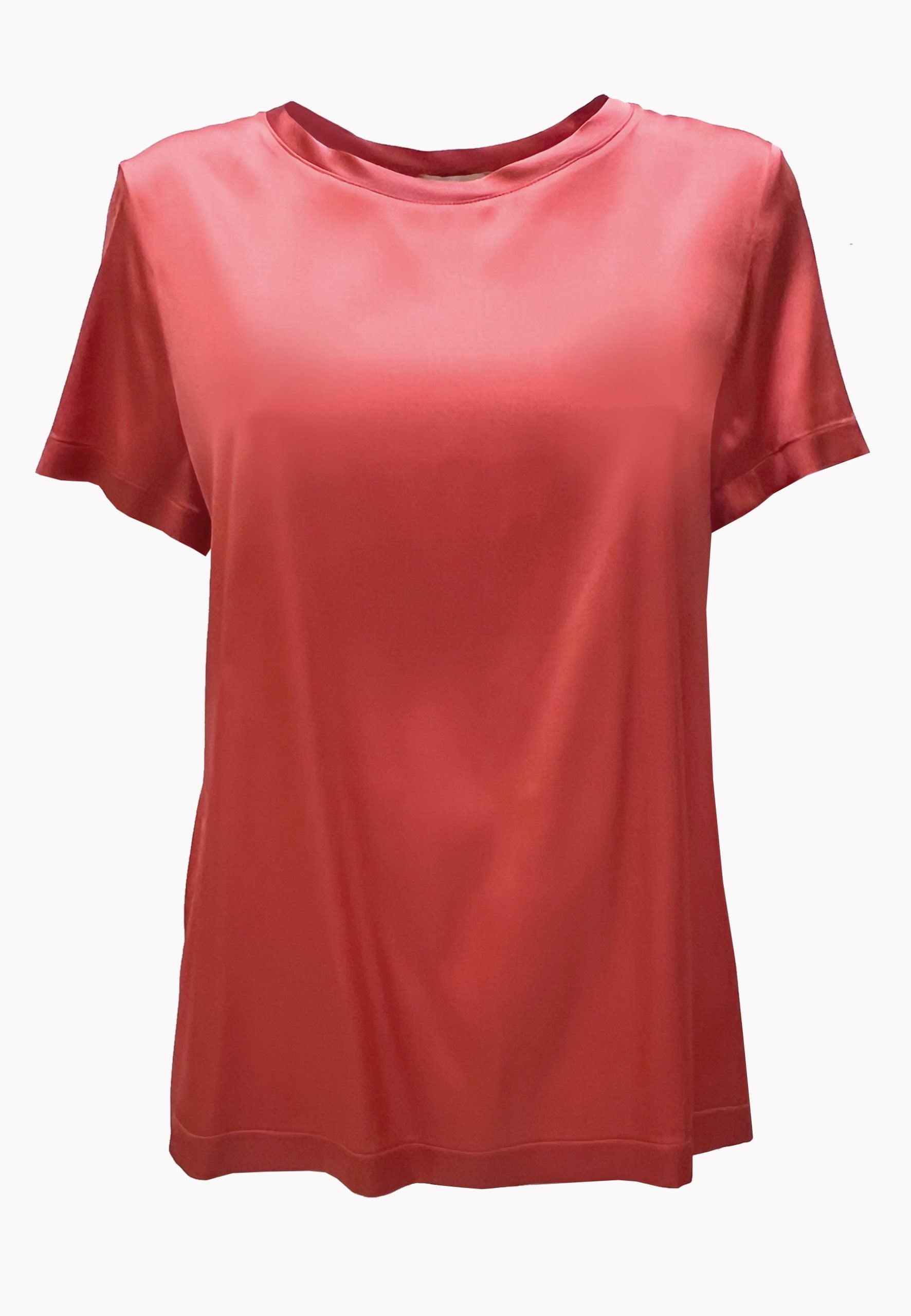 Hanami D'Or Satin V Neck Tee in Burnt Orange - SKULPT Dublin