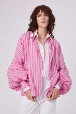 SoS Shirt in Pink and Red Stripe - SKULPT Dublin