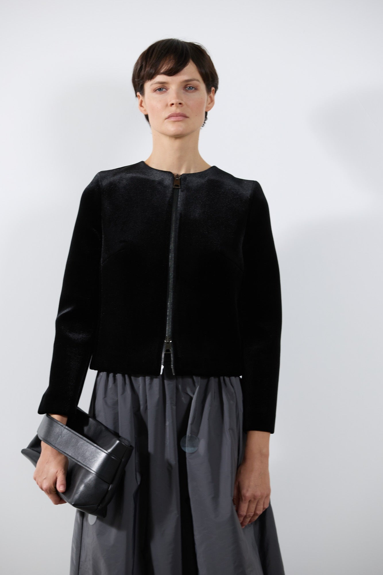 rialto48 Stretch Velvet Jacket in Black