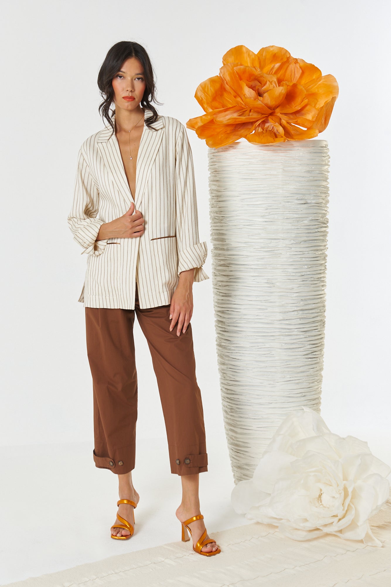 Hanami D'Or Cotton Trousers in Beige - SKULPT Dublin