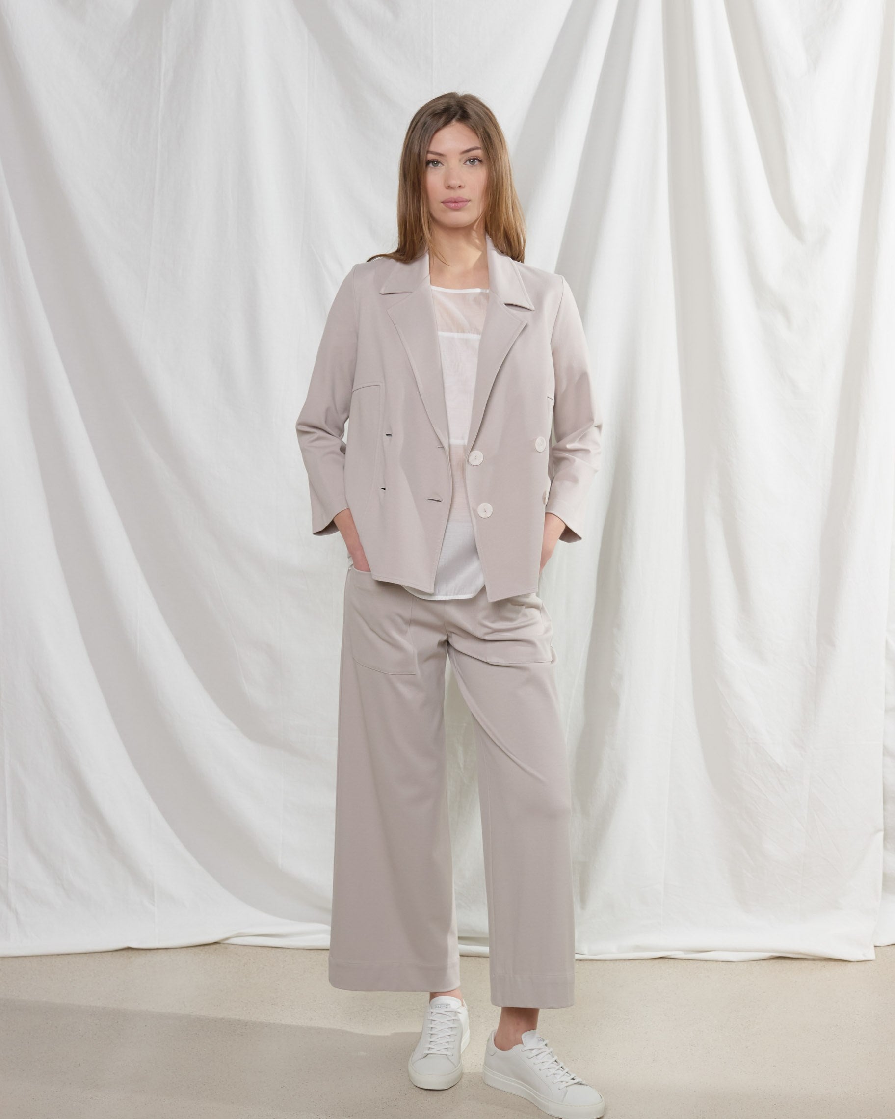 rialto48 Wide Leg Stretch Trousers in Navy - SKULPT Dublin