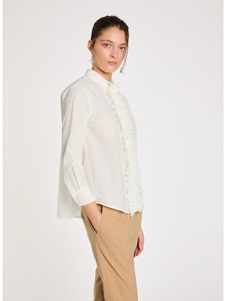 Lis Lareida Bluette Shirt with Detachable Ruffle in Oxford Blue - SKULPT Dublin