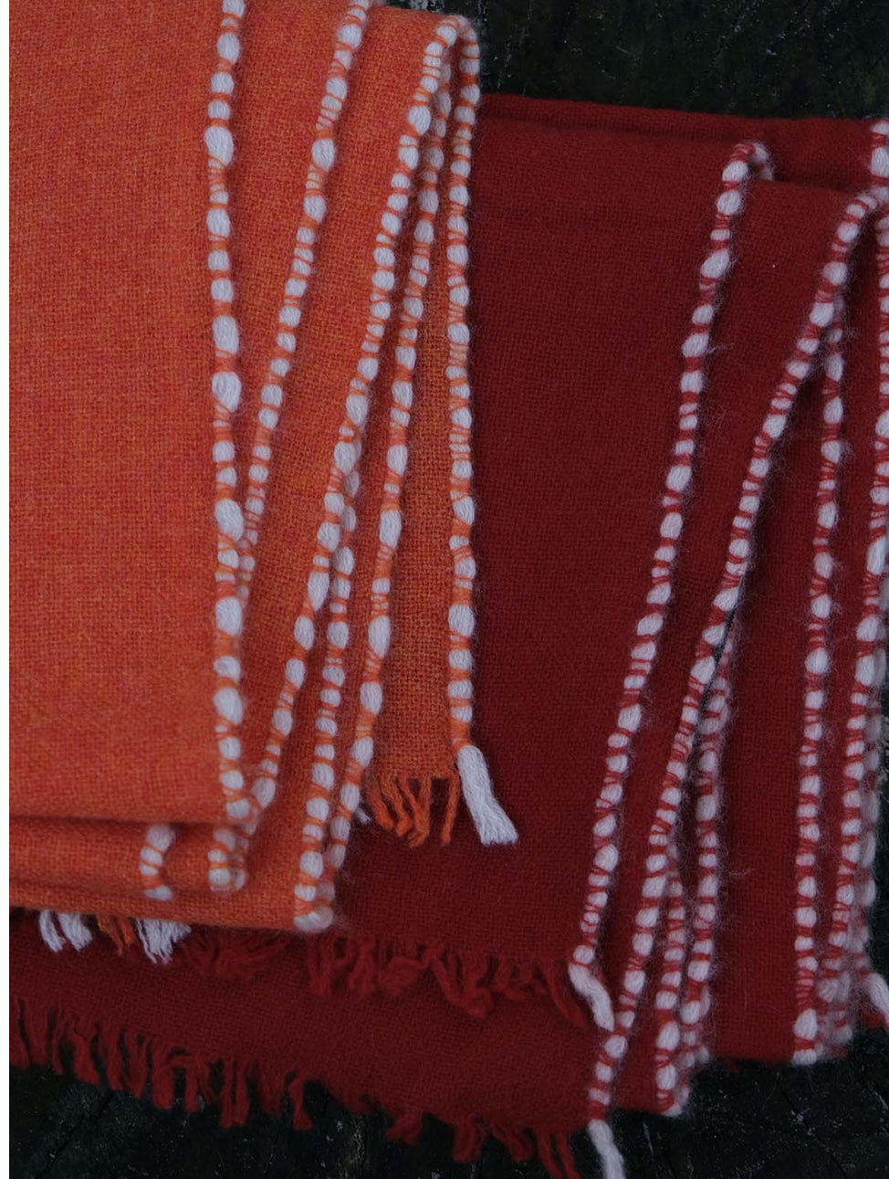 Oats & Rice Weaved Cashmere Scarf in Burnt Red