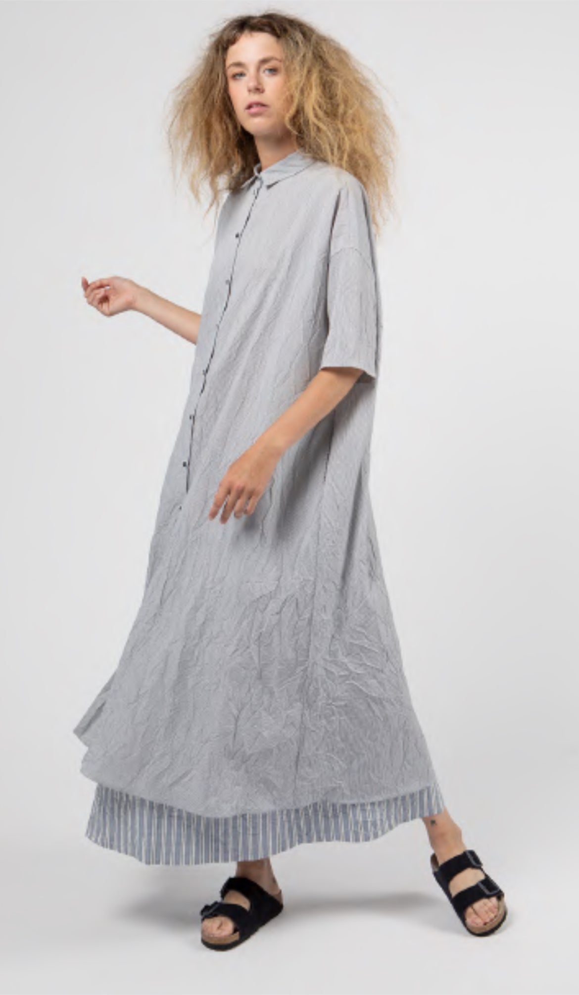 ApuntoB Dress in Navy Pinstripe - SKULPT Dublin