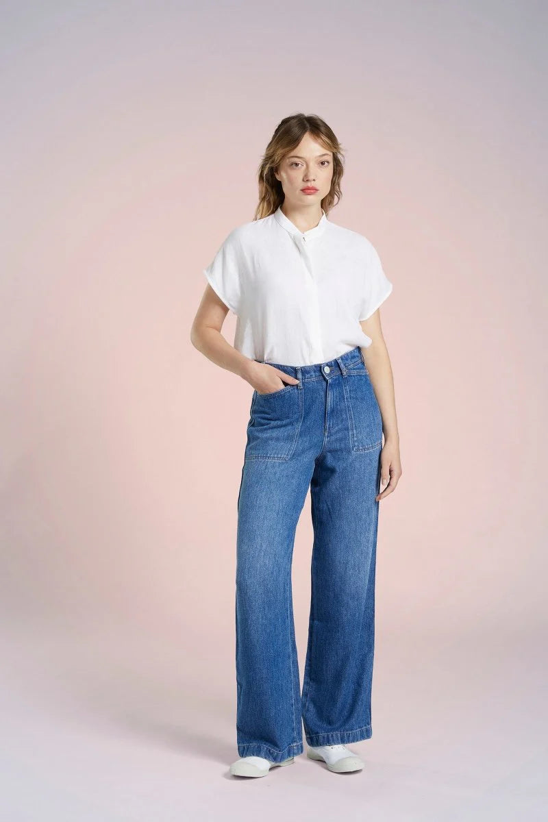 Mat de Misaine Linen Embossed White Shirt - SKULPT Dublin