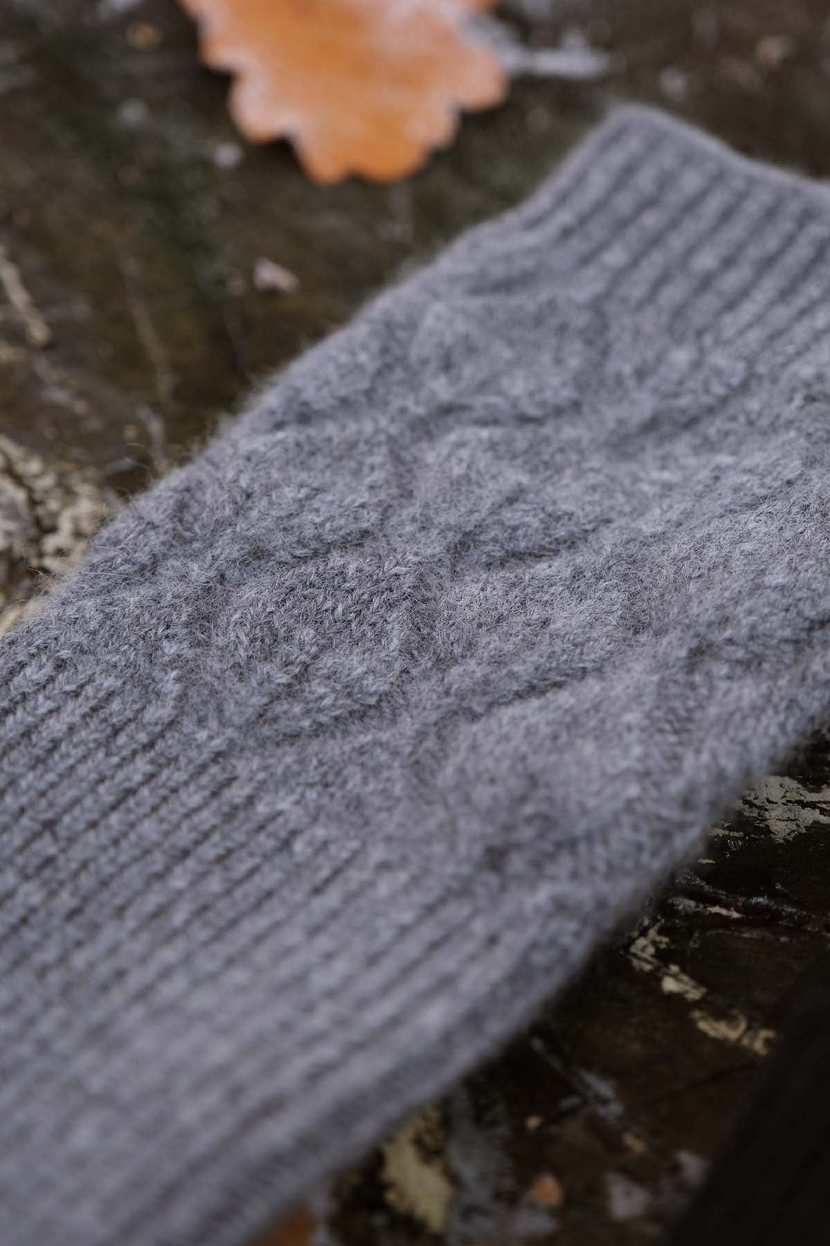 Oats & Rice in Long Fingerless Gloves in Grey