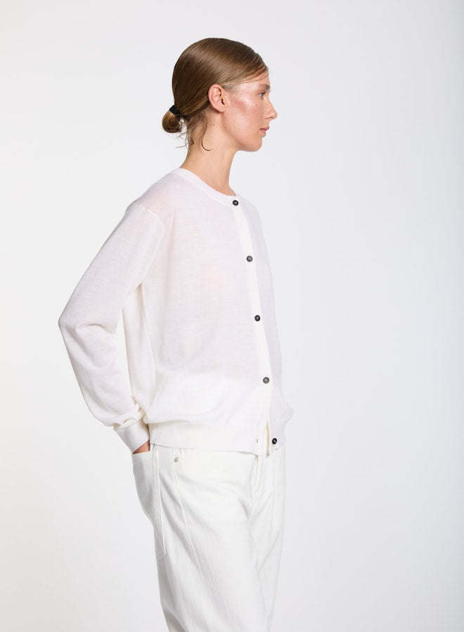 Lis Lareida Merino Wool Cardigan in Navy