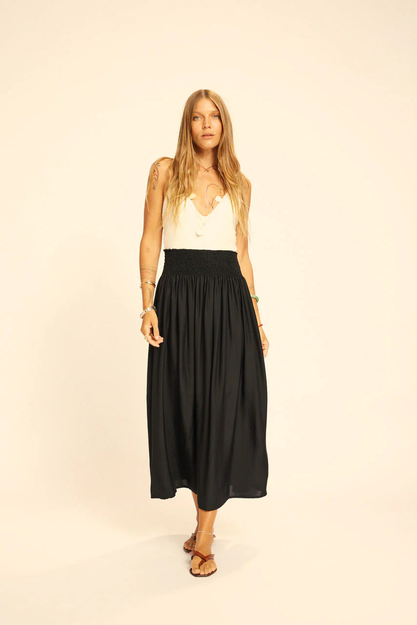 Natalie Martin Long Silk Skirt in Black - SKULPT Dublin