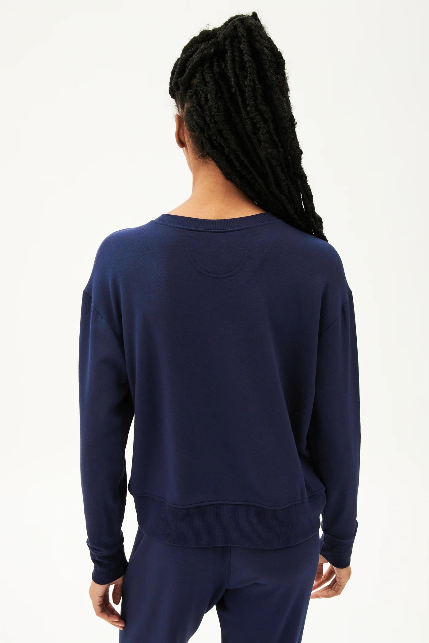 Splits59 Sonja Warm Up Long Sleeve Sweater in Navy - SKULPT Dublin