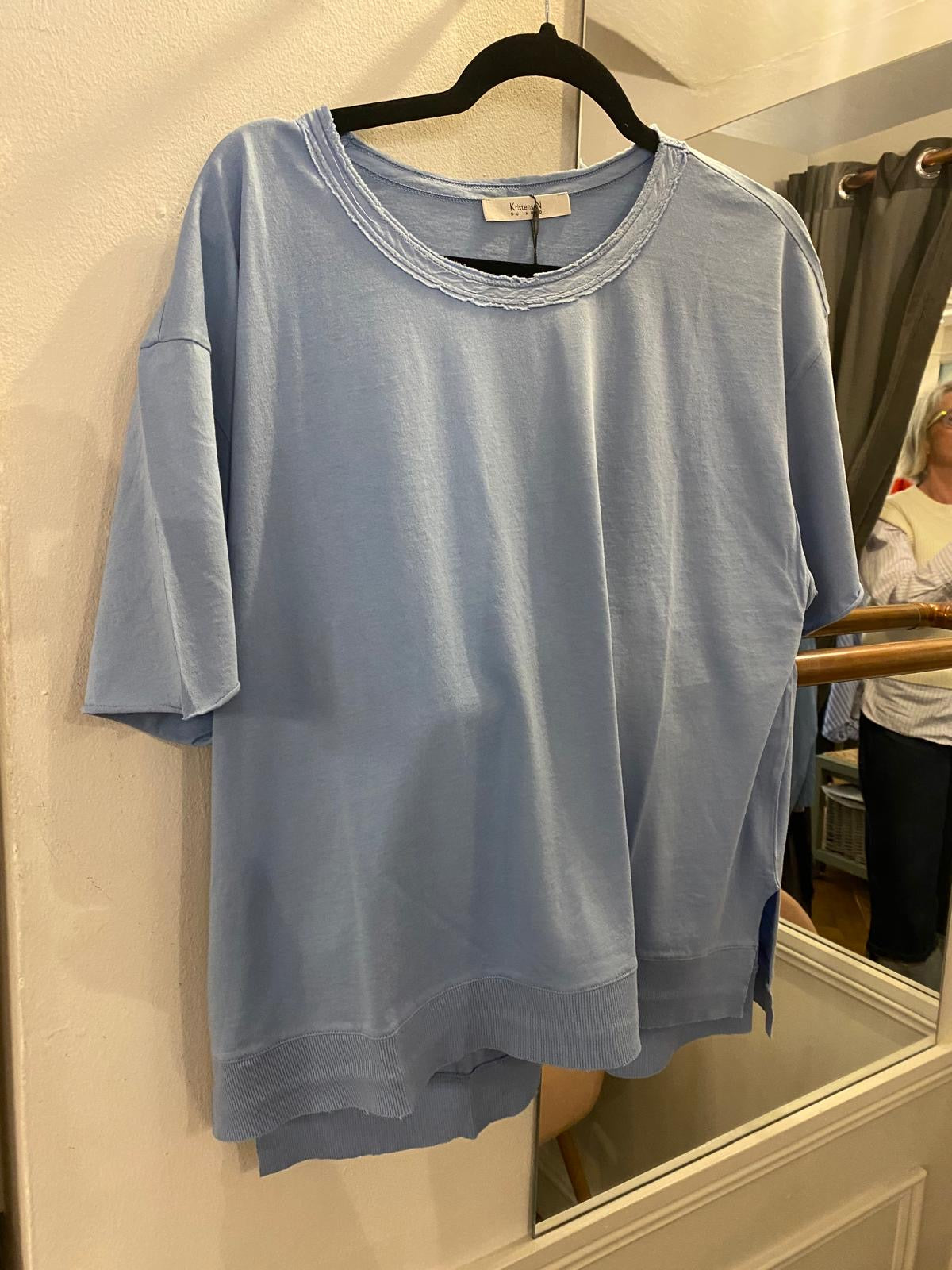 KristenseN Du Nord Short Sleeve Boxy Tee in Blue - SKULPT Dublin