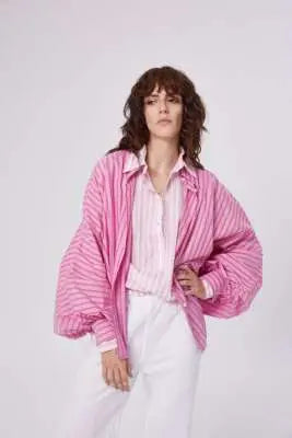 SoS Shirt in Pink and Red Stripe - SKULPT Dublin