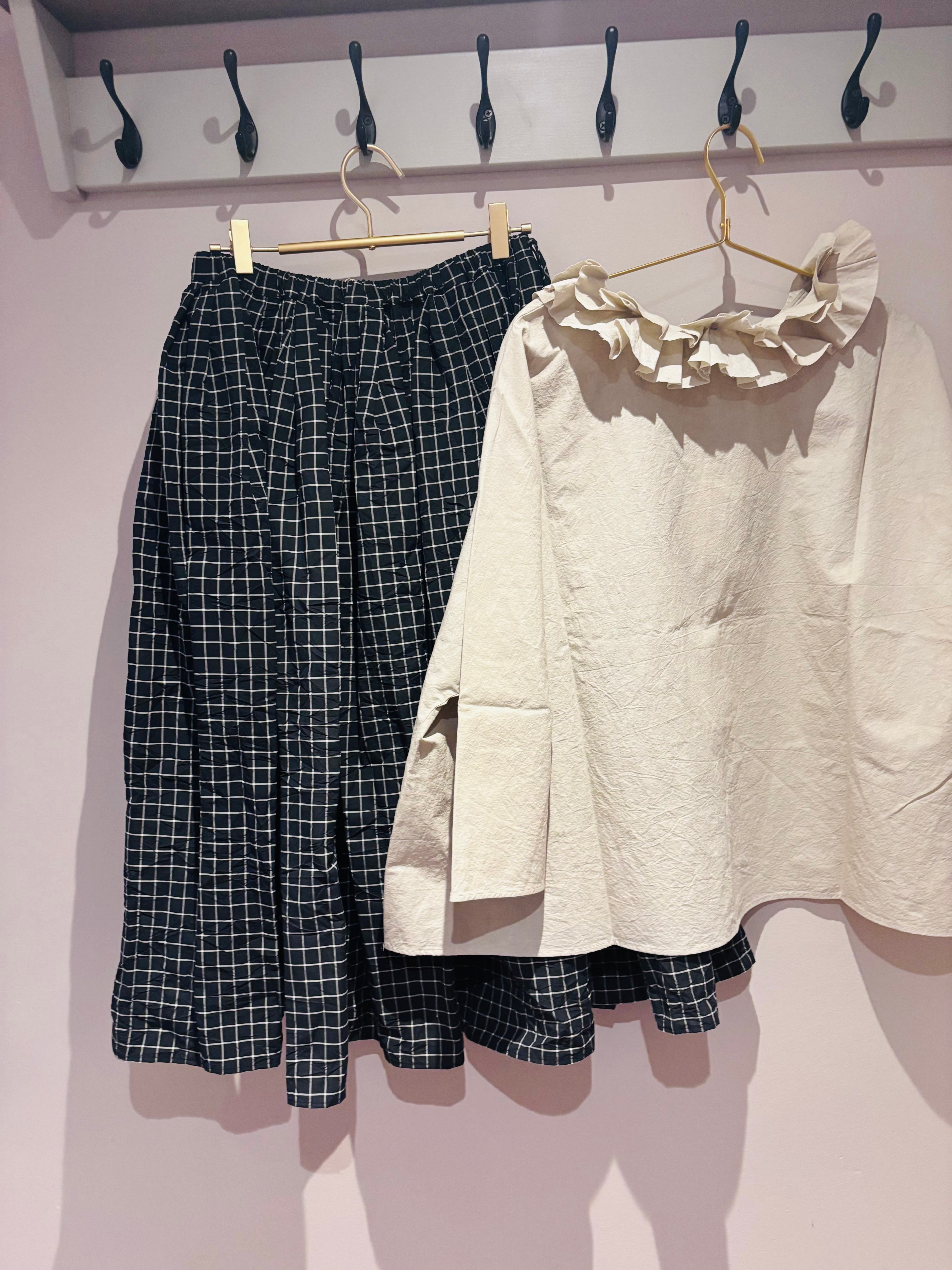 ApuntoB Skirt in Vintage Black and Ecru Check - SKULPT Dublin