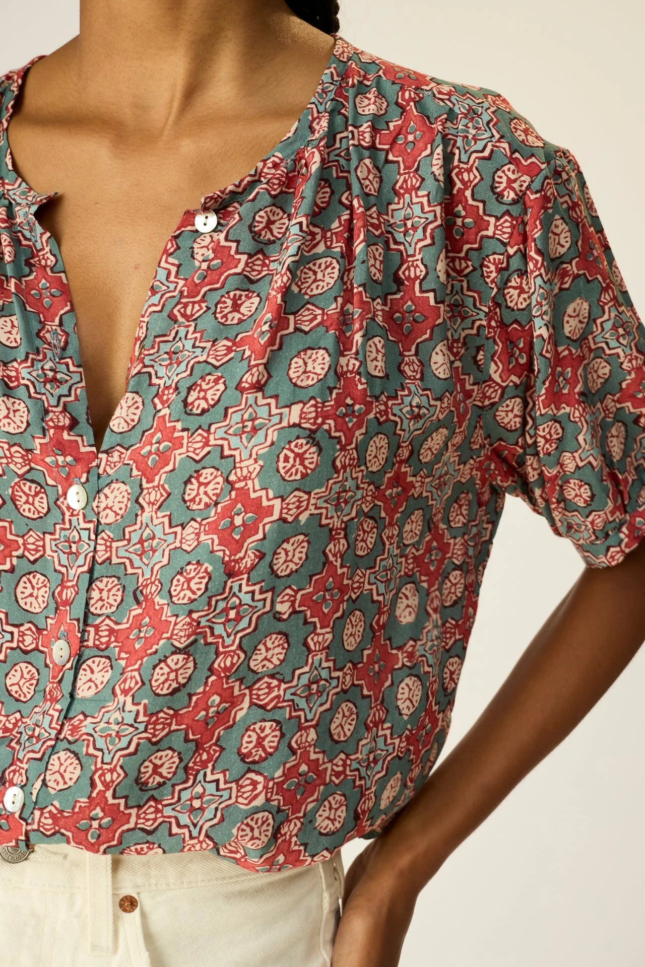 Natalie Martin Short Sleeve Shirt in Spanish Tile - SKULPT Dublin