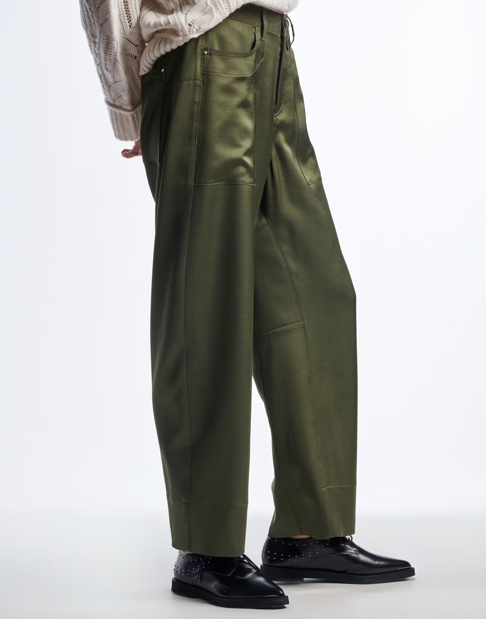 HIGH Everyday Couture Sateen Trousers in Military - SKULPT Dublin