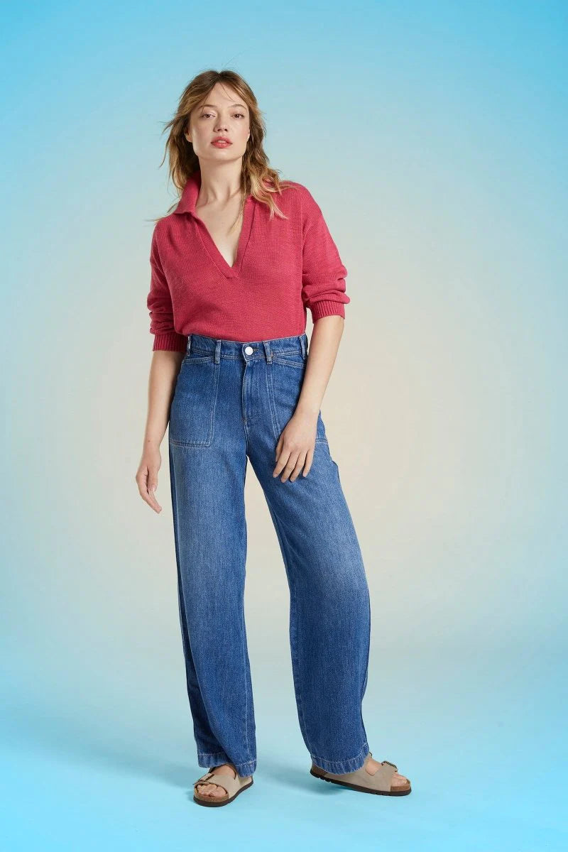 Mat de Misaine V Neck Jumper Peony - SKULPT Dublin