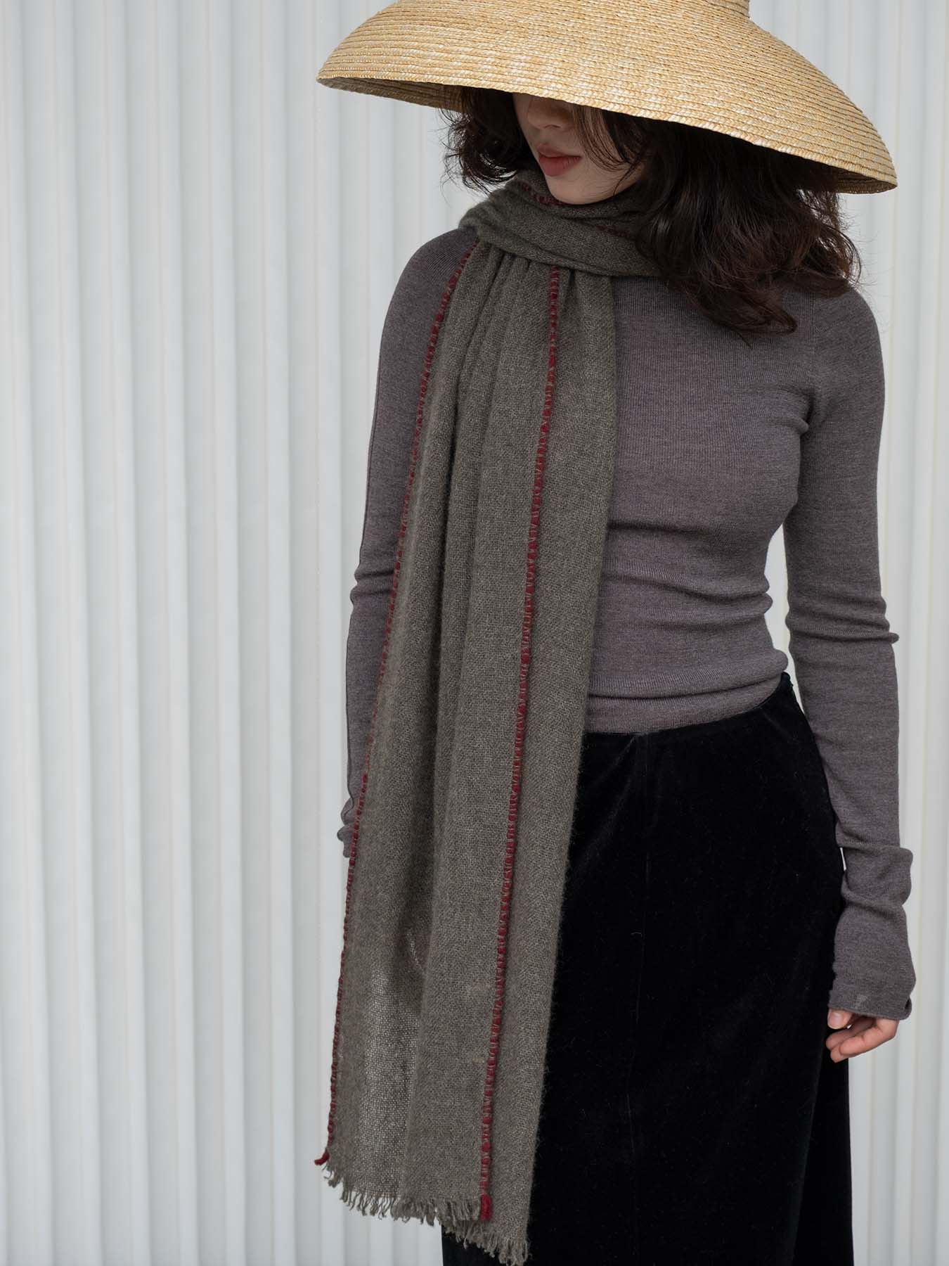 Oats & Rice Weaved Scarf in Green