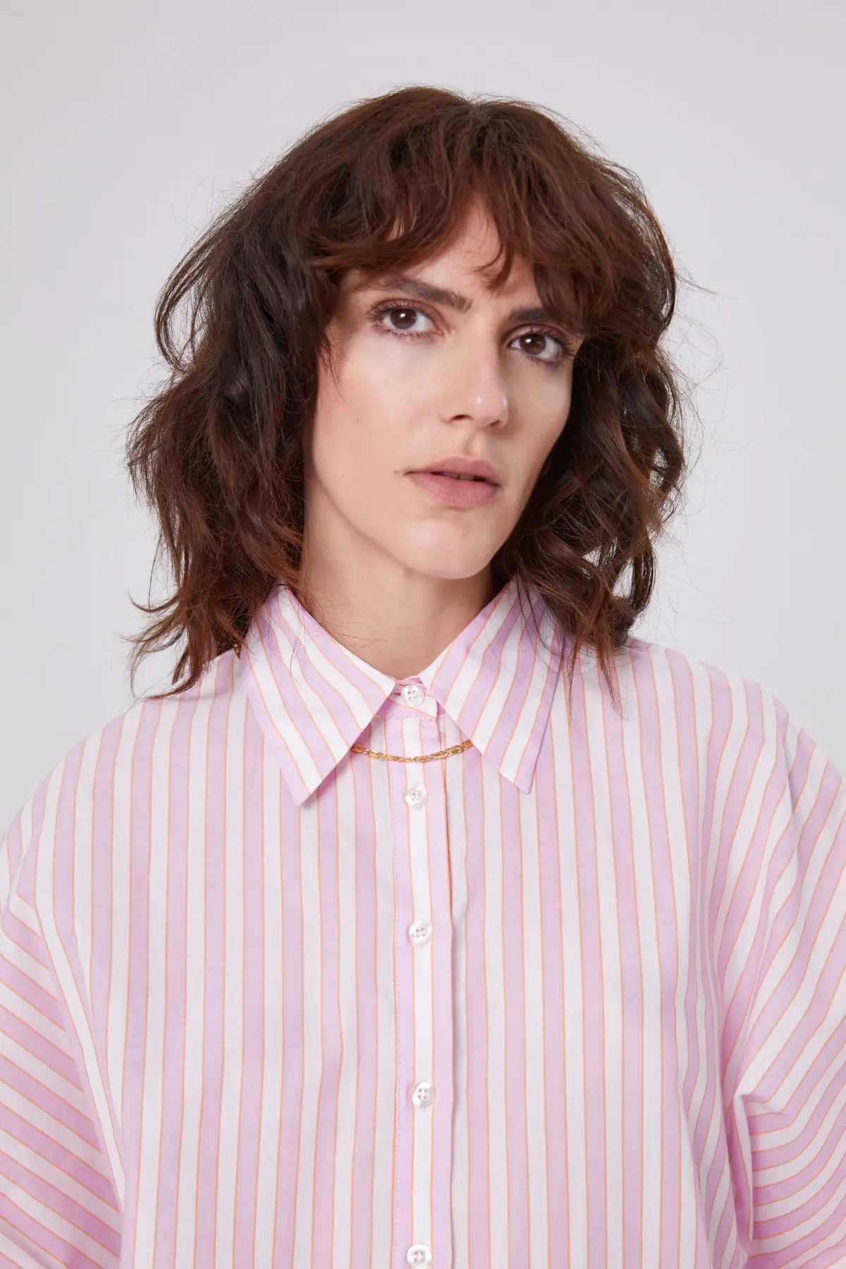 SoS Shirt in Pink, Orange and White Stripe - SKULPT Dublin