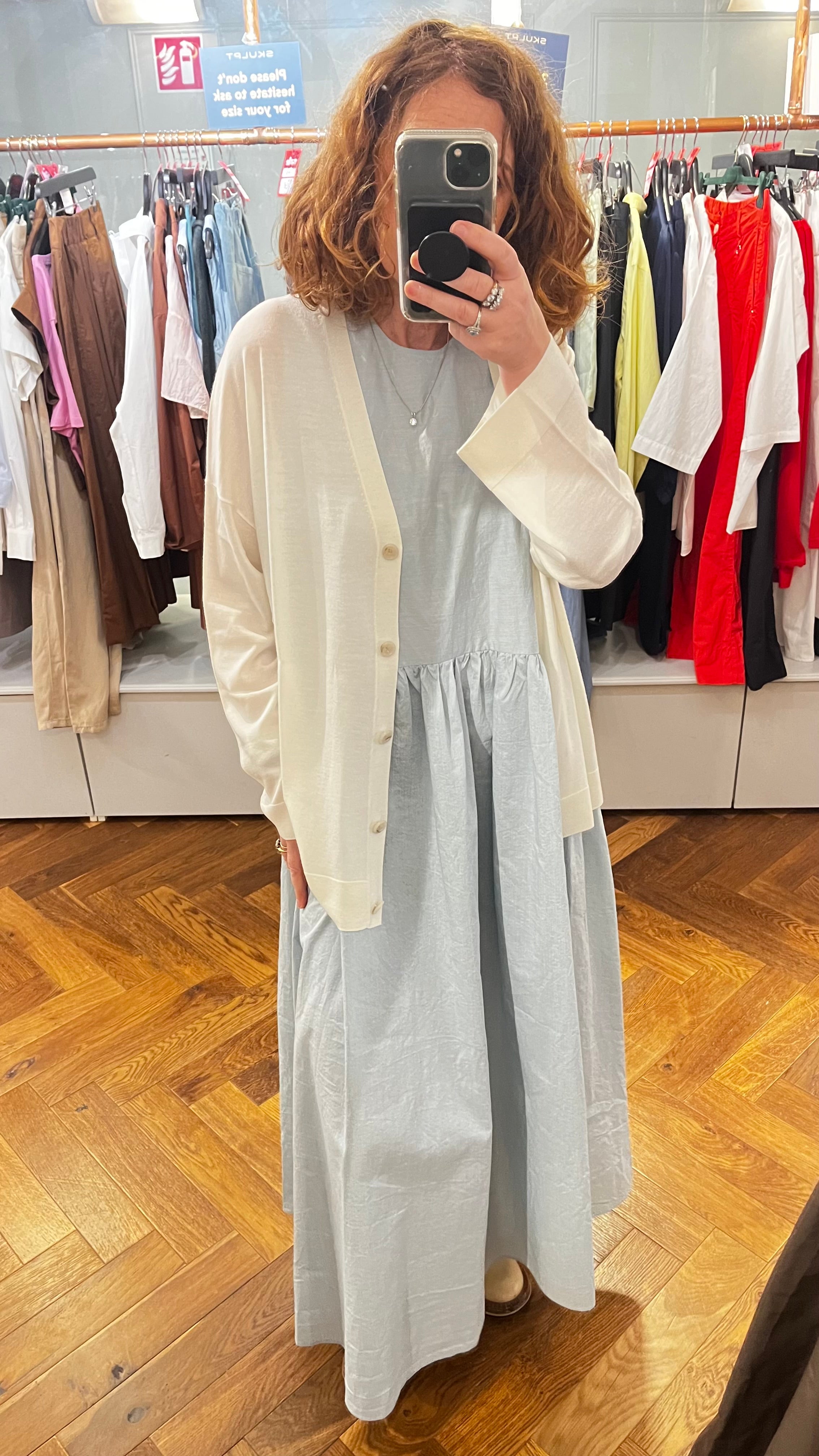 Allude Long V Neck Cardigan in Natural - SKULPT Dublin