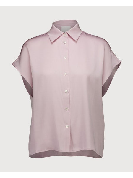 Allude Short Sleeve Silk Shirt in Navy - SKULPT Dublin