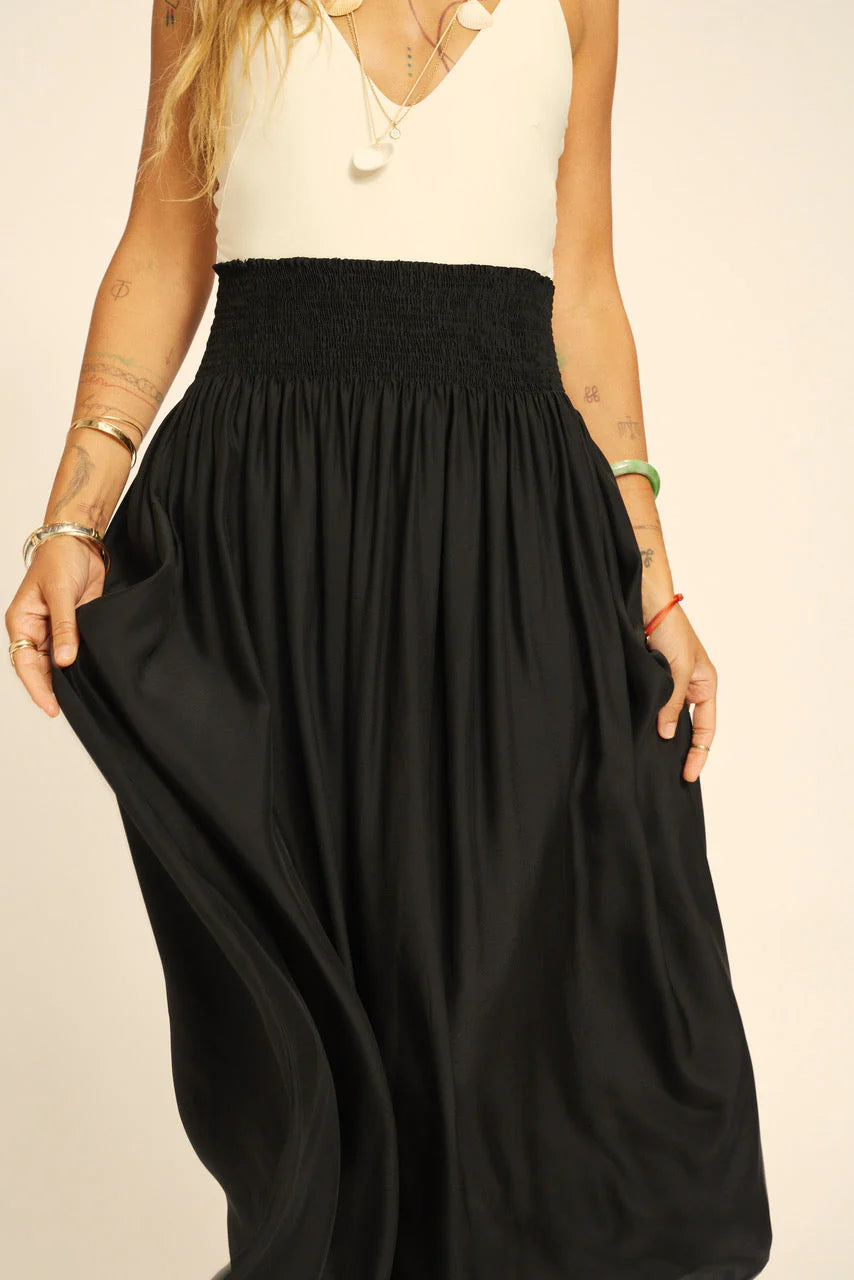 Natalie Martin Long Silk Skirt in Black - SKULPT Dublin