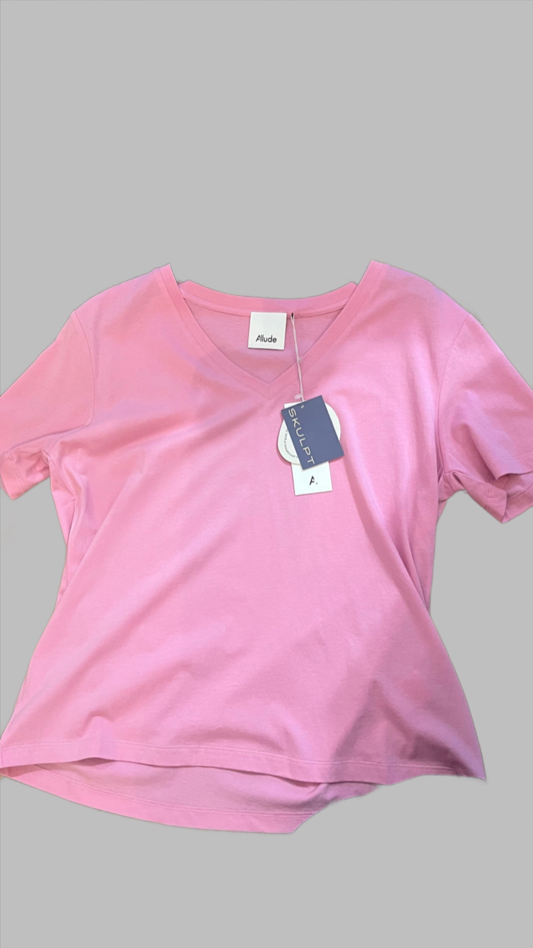Allude Cotton V Neck Tee in Pink - SKULPT Dublin
