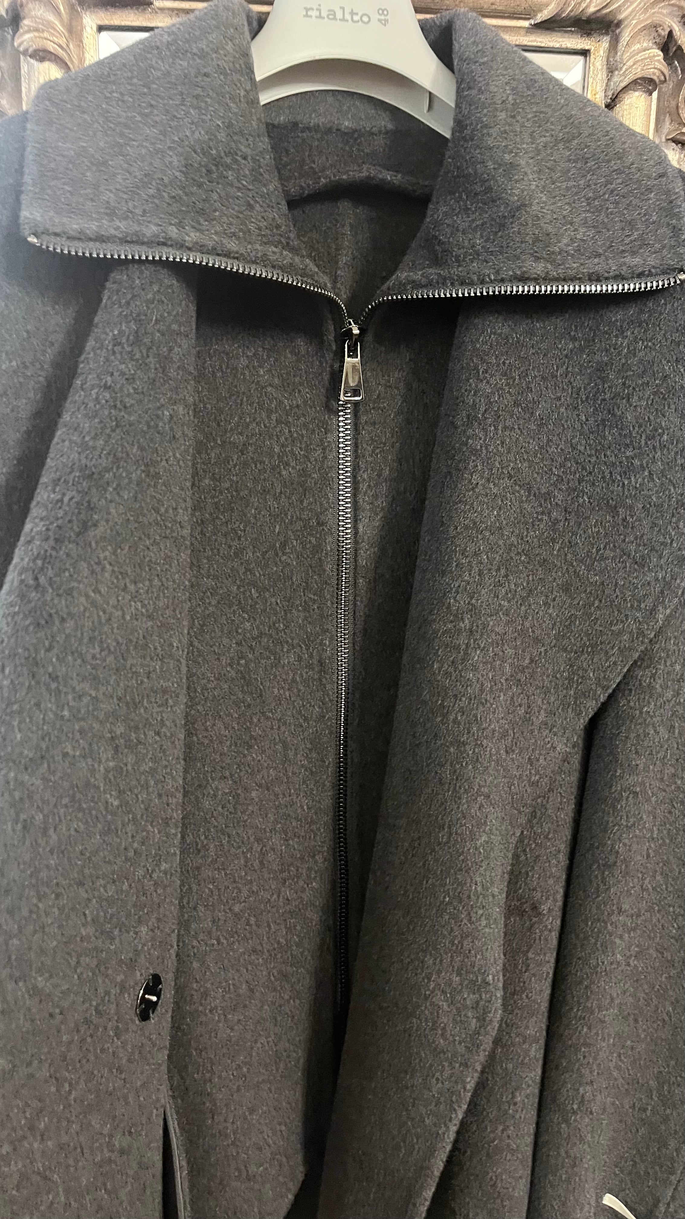 Rialto48 Double Layer Wool Coat in Anthracite - SKULPT Dublin