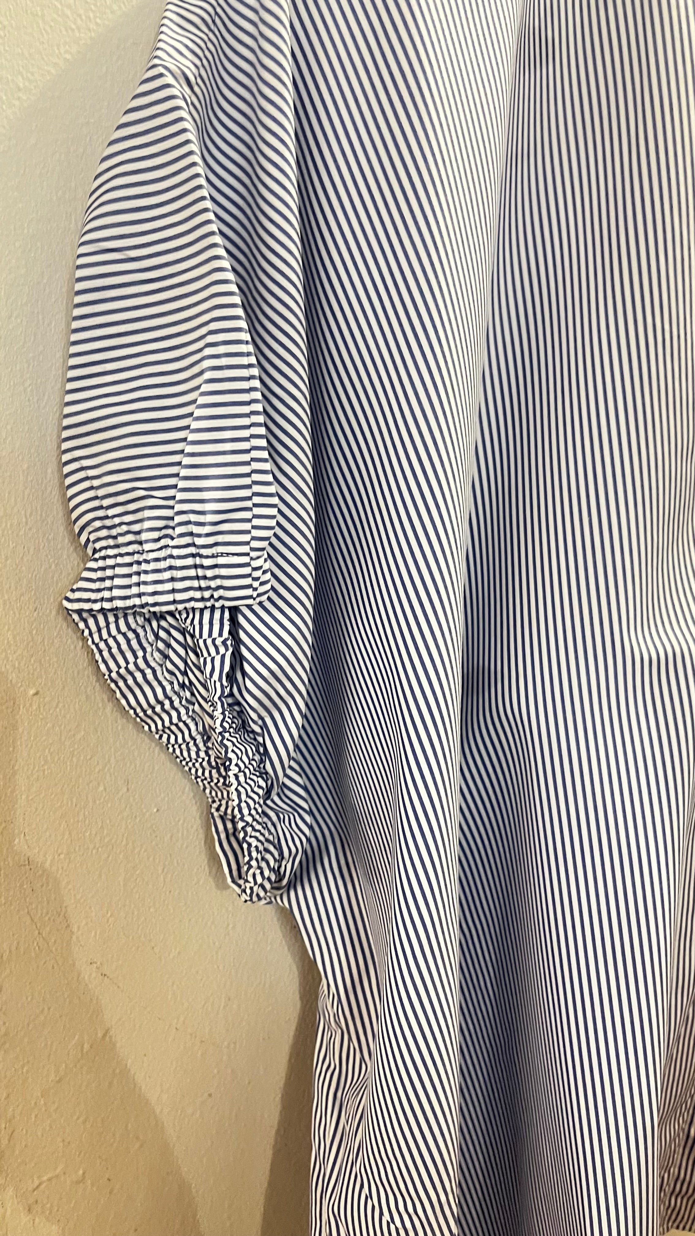 SoS Shirt Henley Shirt in Navy Stripe - SKULPT Dublin