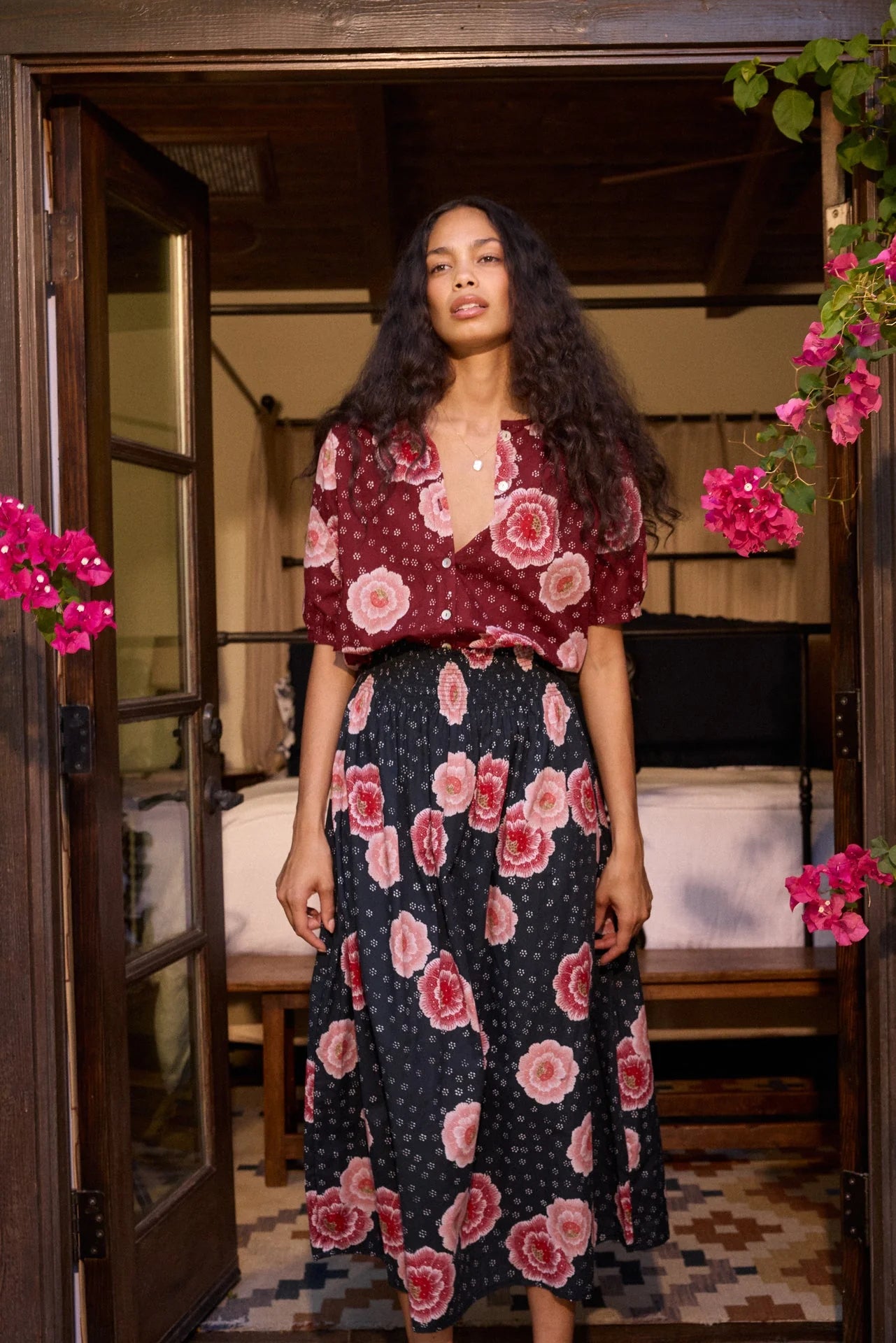 Natalie Martin Short Sleeve Shirt in Poppy Cherry - SKULPT Dublin