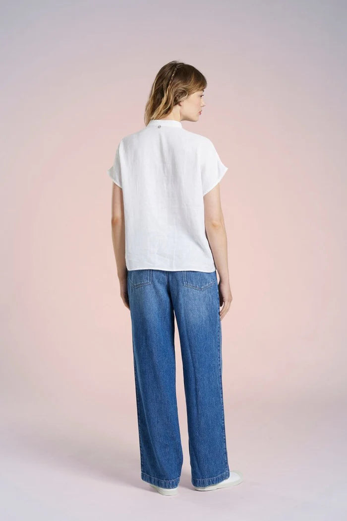 Mat de Misaine Linen Embossed White Shirt - SKULPT Dublin