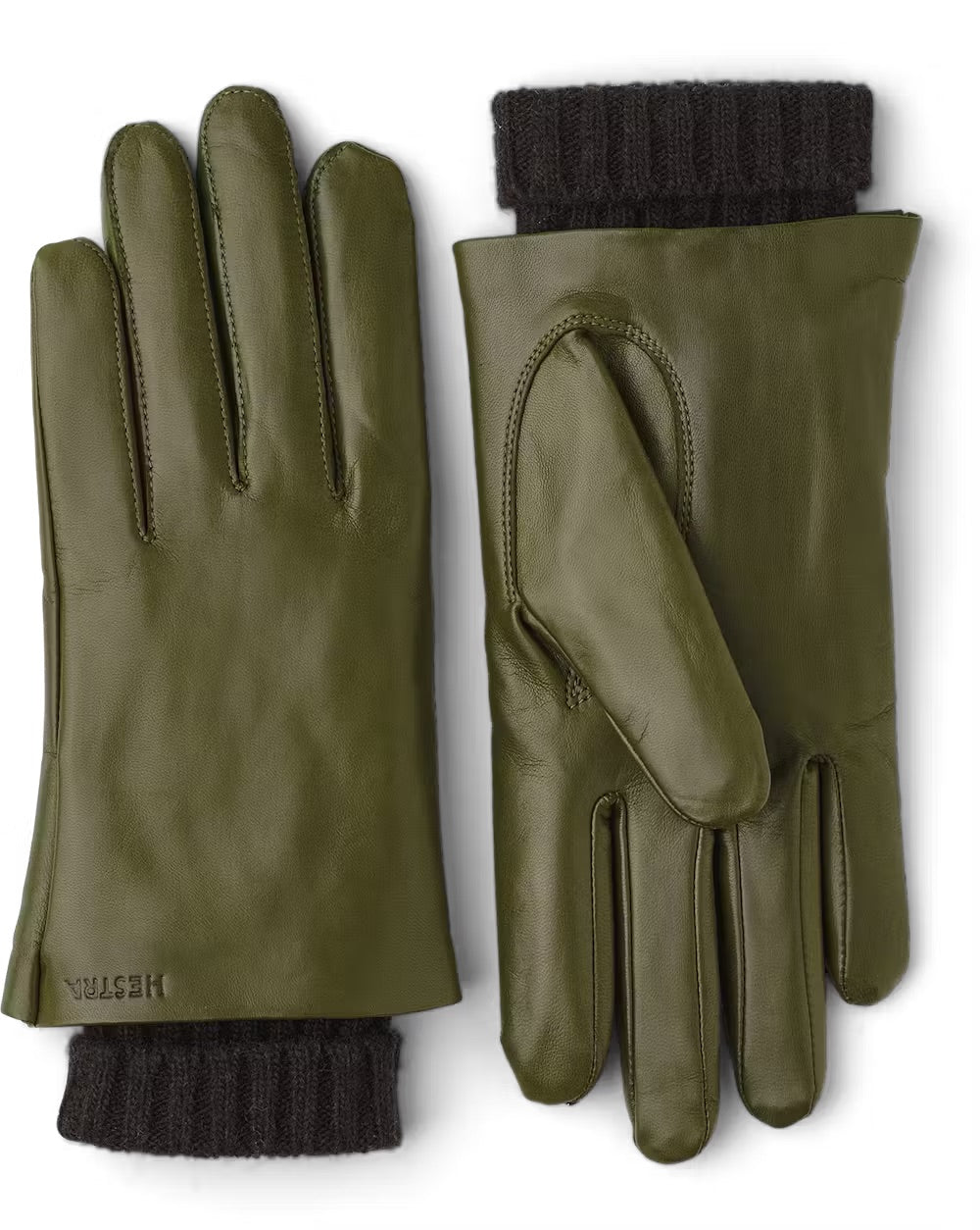 Hestra Leather Gloves with Wool Lining in Military - SKULPT Dublin
