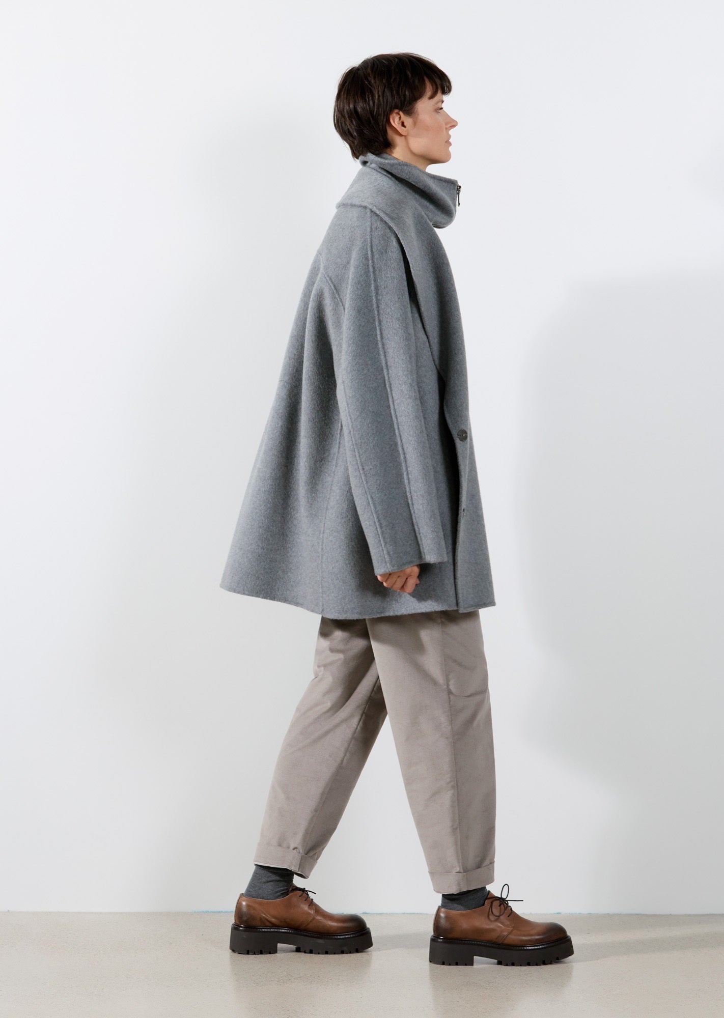 Rialto48 Double Layer Wool Coat in Anthracite