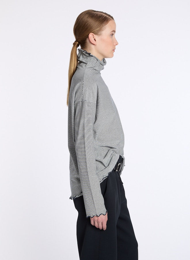Lis Lareida Roll Neck Jersey Navy Stripe - SKULPT Dublin