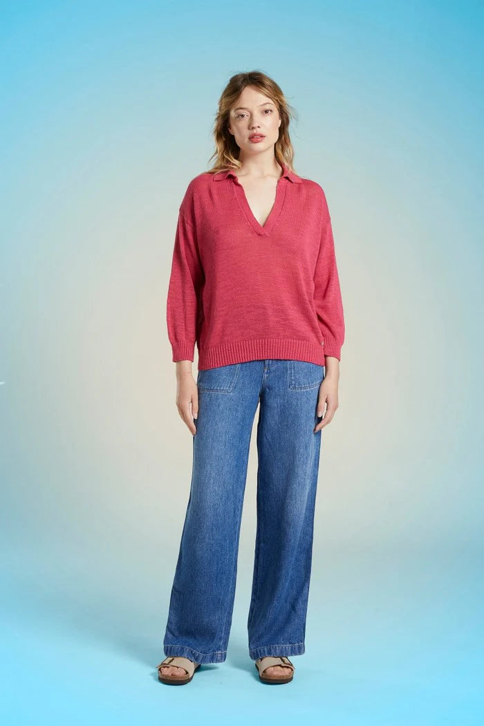 Mat de Misaine V Neck Jumper Peony - SKULPT Dublin