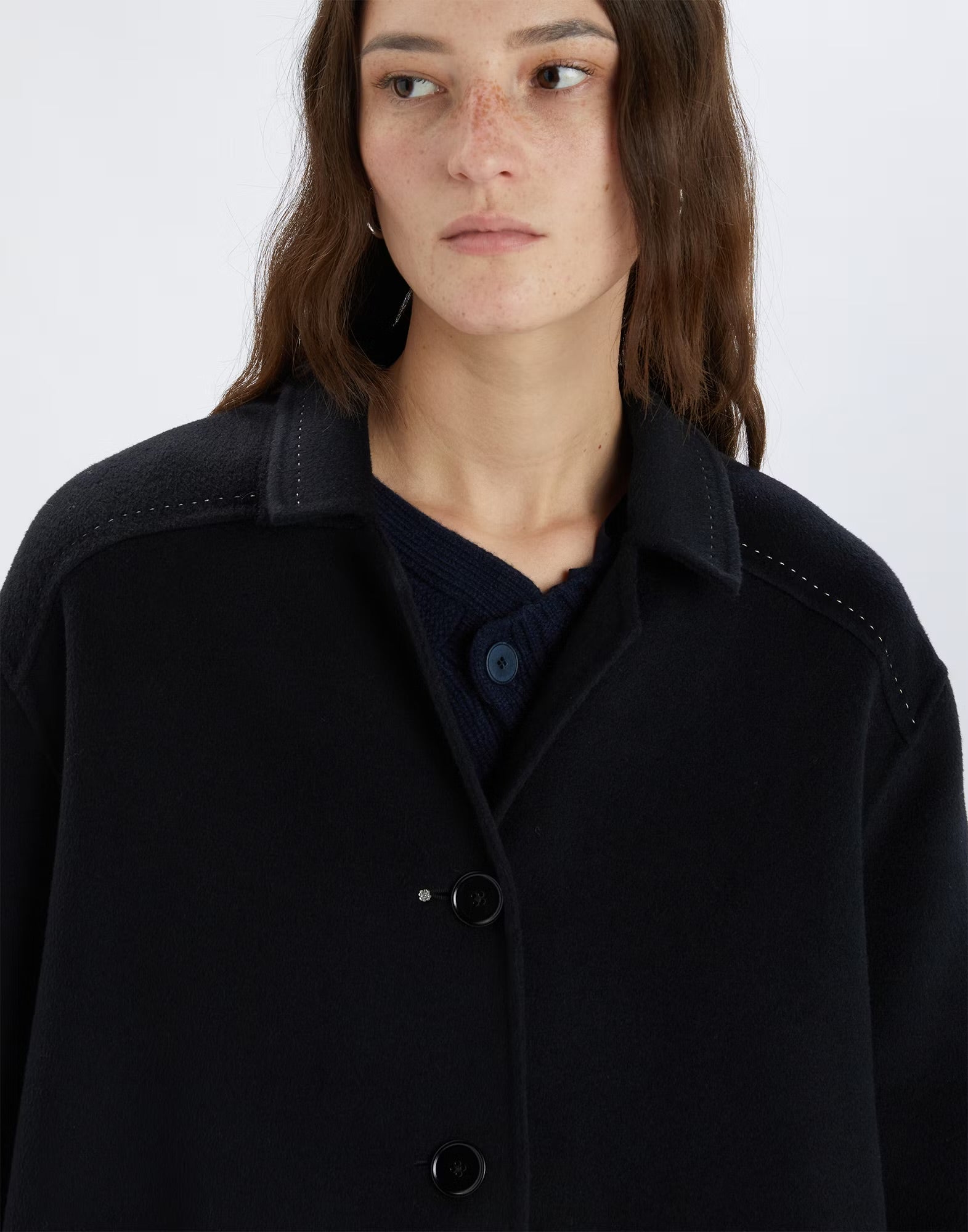 HIGH Everyday Couture Spire Long Coat in Navy - SKULPT Dublin