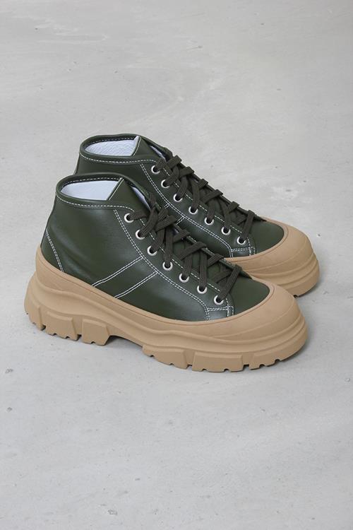 Sofie D'Hoore Leather Sneaker in Pine - SKULPT Dublin