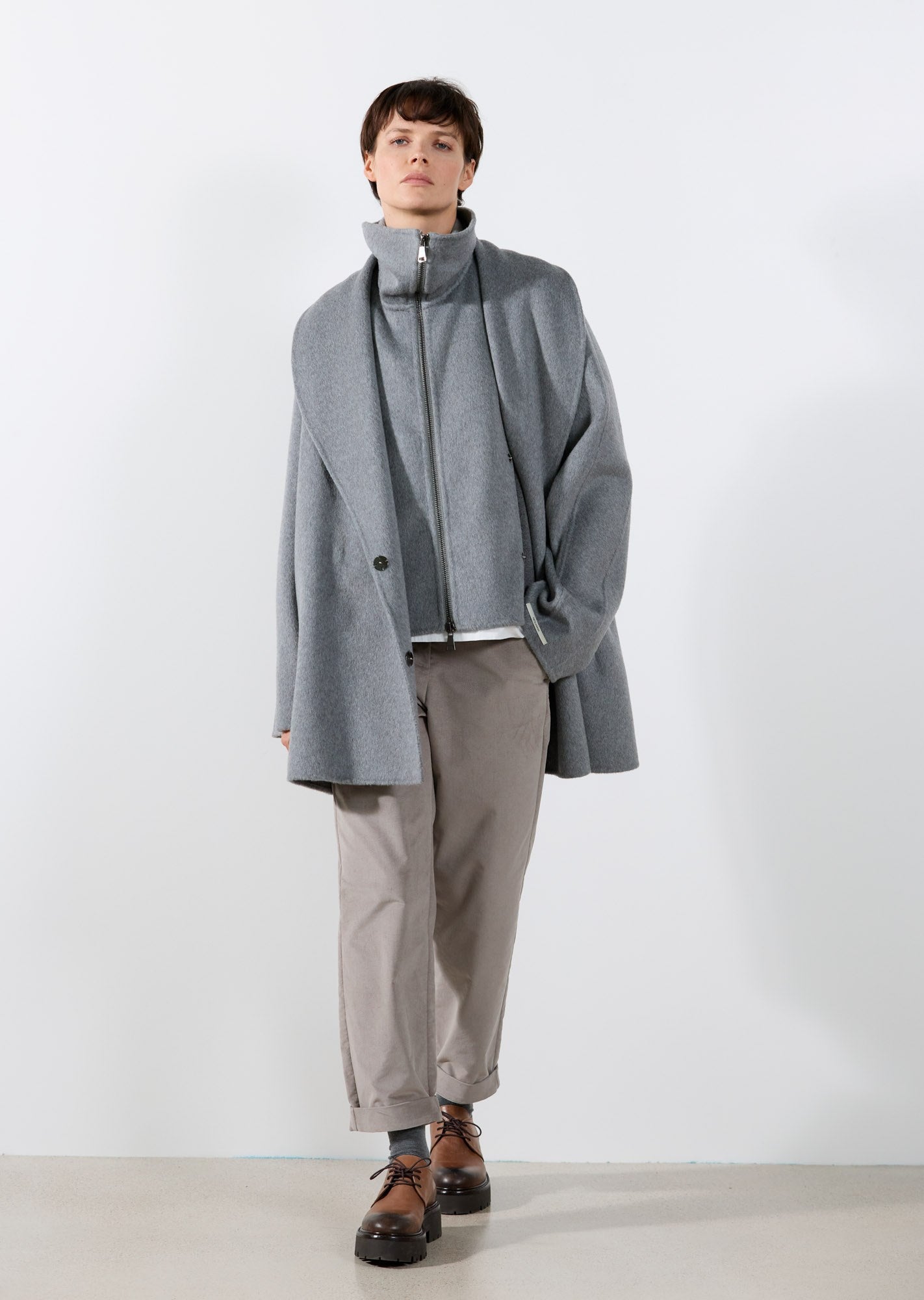 Rialto48 Double Layer Wool Coat in Anthracite