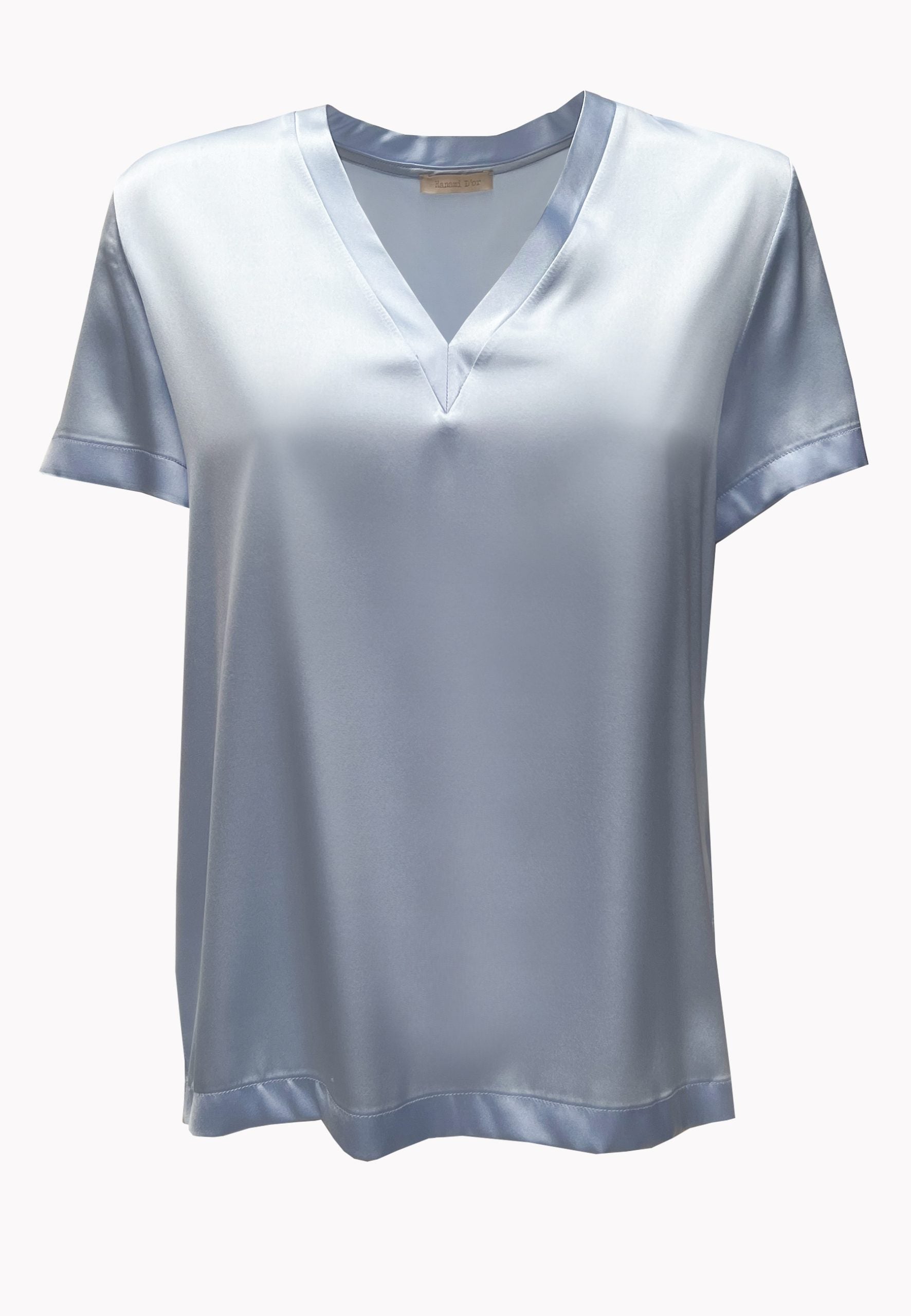 Hanami D'Or Satin V Neck Tee in Burnt Orange - SKULPT Dublin