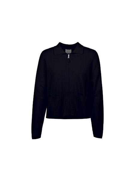 Allude Zipped Cardigan in Dark Navy - SKULPT Dublin