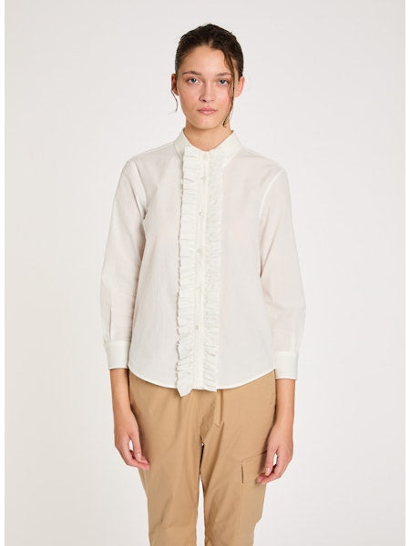 Lis Lareida Bluette Shirt with Detachable Ruffle in Oxford Blue - SKULPT Dublin