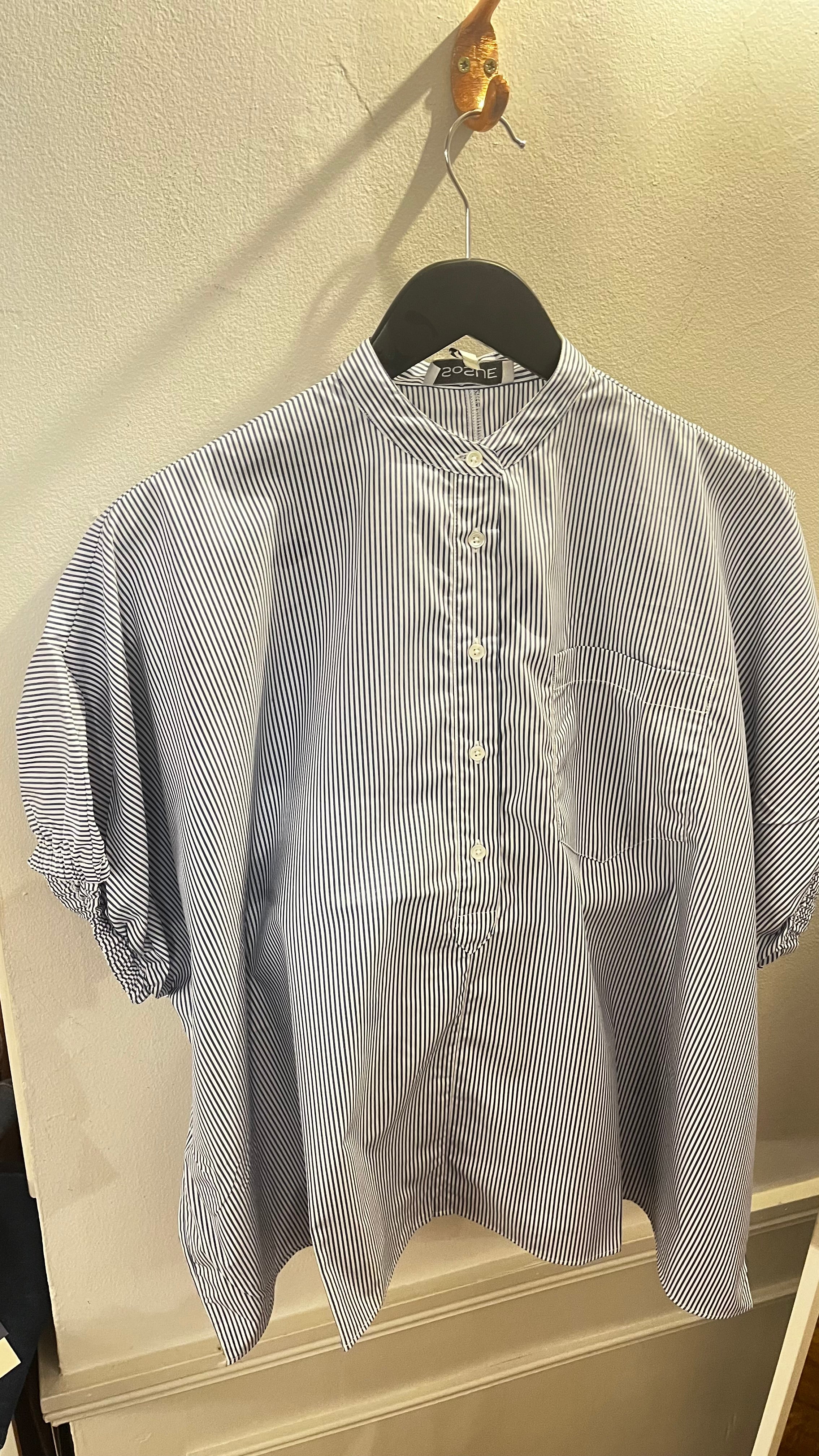 SoS Shirt Henley Shirt in Navy Stripe - SKULPT Dublin