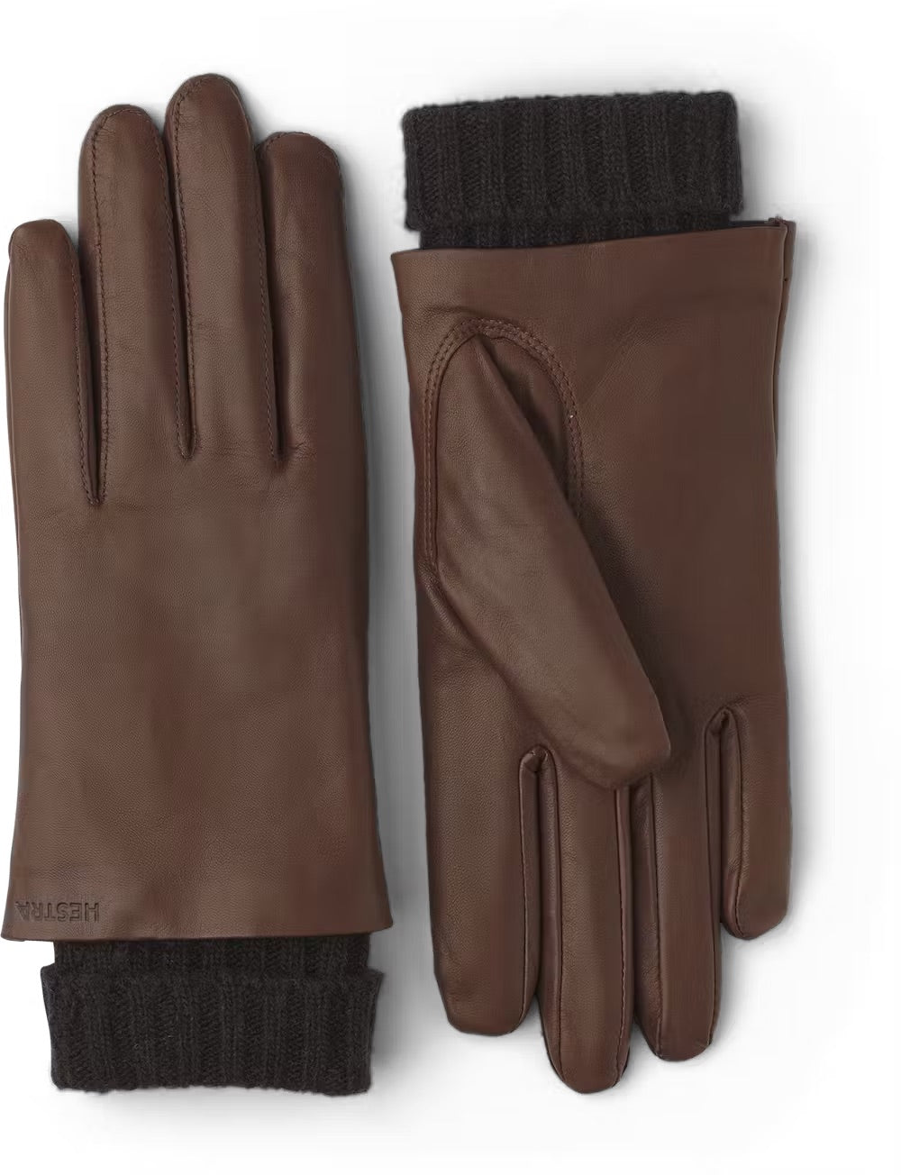 Hestra Leather Gloves with Wool Lining Dark Chestnut - SKULPT Dublin