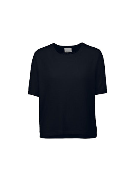 Allude Short Sleeve Cashmere Jumper in Navy - SKULPT Dublin
