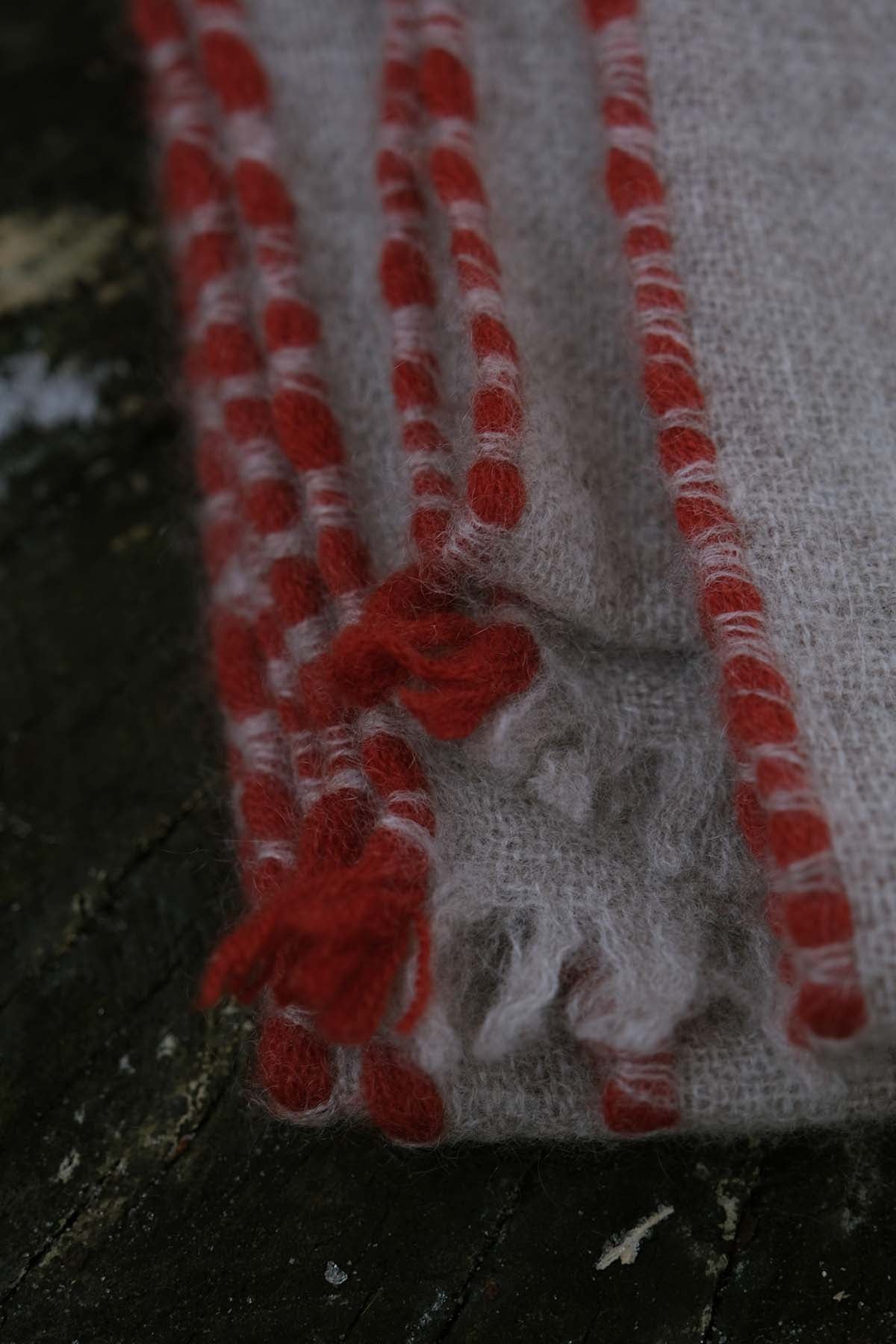 Oats & Rice Weaved Scarf in Grey Rust Trim - SKULPT Dublin