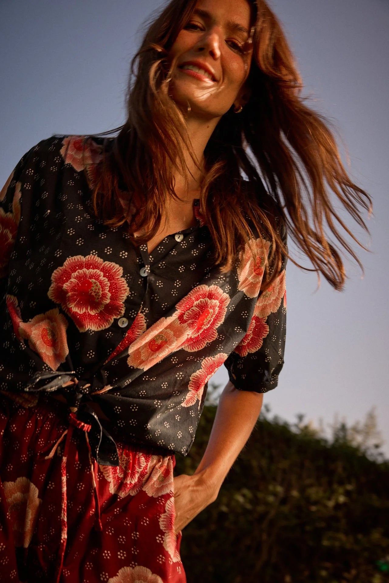 Natalie Martin Short Sleeve Shirt in Poppy Indigo - SKULPT Dublin