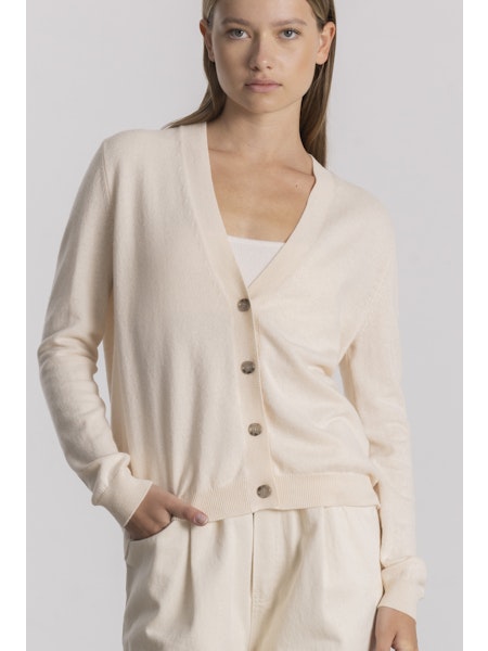 Allude V Neck Cardigan in Natural - SKULPT Dublin