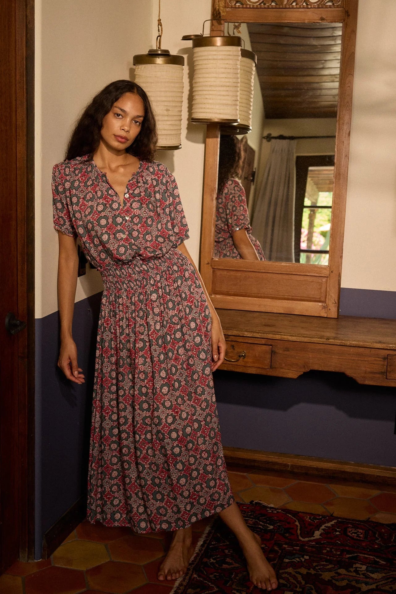 Natalie Martin Short Sleeve Shirt in Spanish Tile - SKULPT Dublin