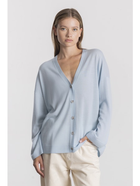 Allude Long V Neck Cardigan in Natural - SKULPT Dublin