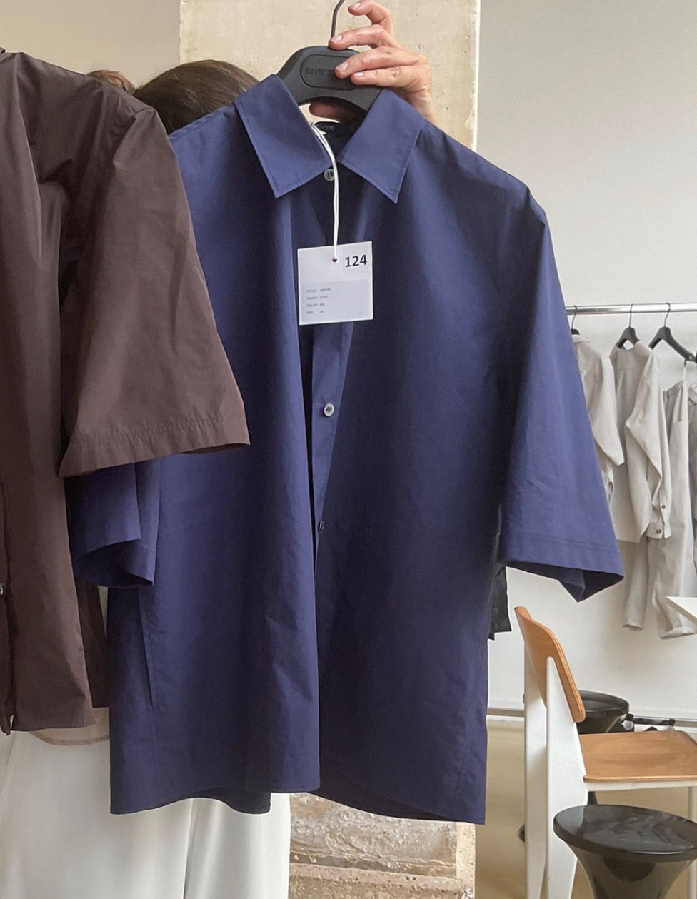 Sofie D'Hoore Short Sleeve Shirt in Ink - SKULPT Dublin