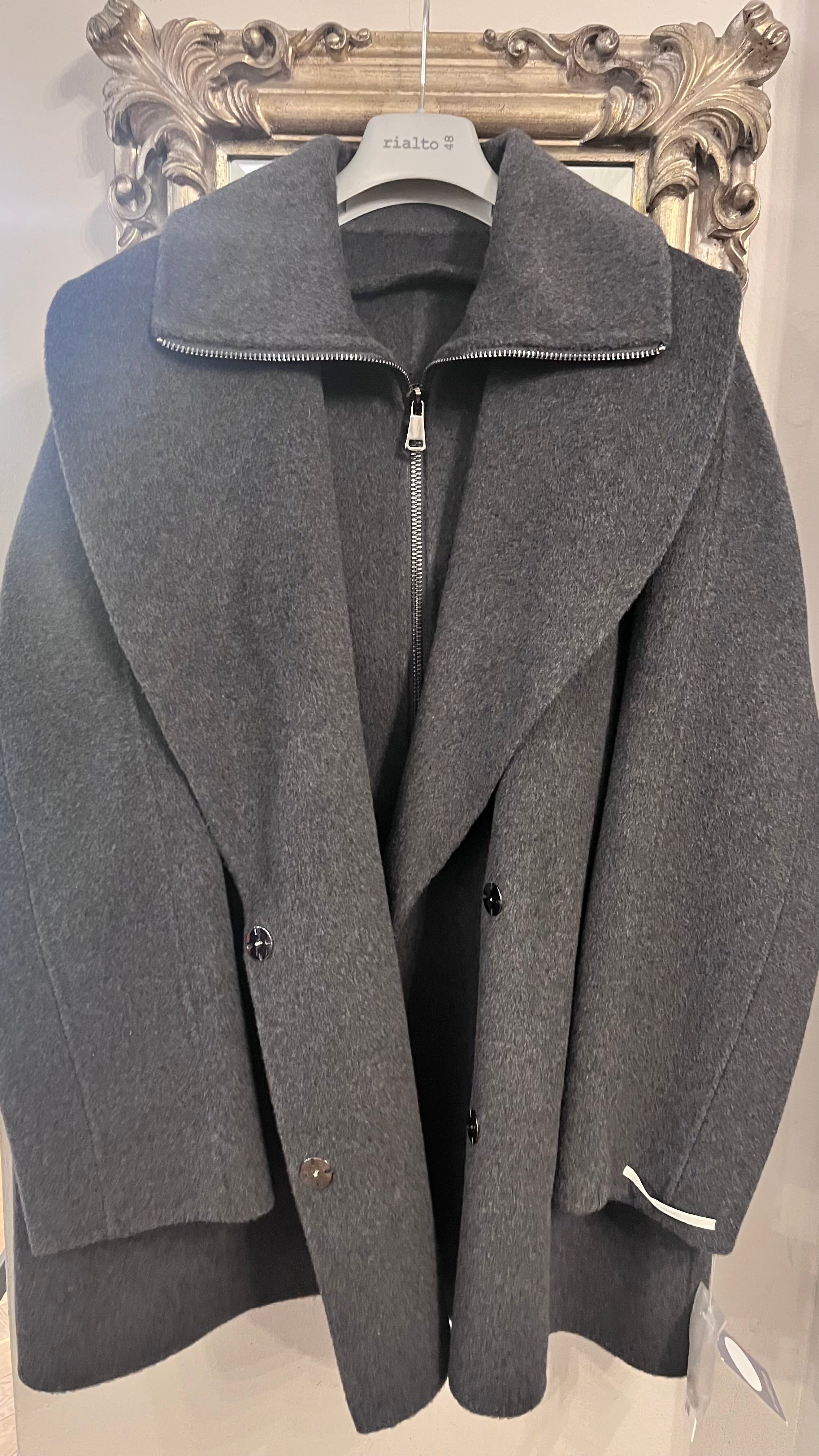 Rialto48 Double Layer Wool Coat in Anthracite - SKULPT Dublin
